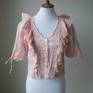 LoveShackFancy Pink Poet Blouse, Small
